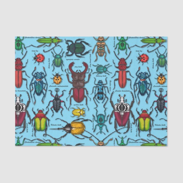 Papel De Seda Besouros em azul (Frente )