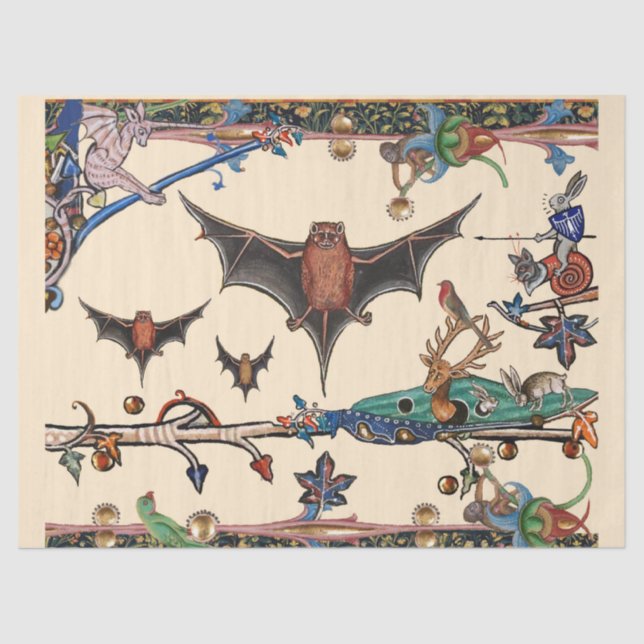 PAPEL DE SEDA BESTIÁRIO MÉDIO ESTRANHO, ANIMAIS DE MORTE VOADORE (Frente )