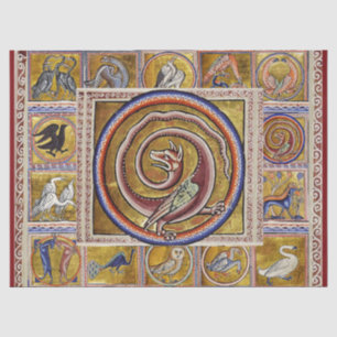 PAPEL DE SEDA BESTIÁRIO MÉDIO ESTRANHO,COBRA DRAGON,FANTASIA