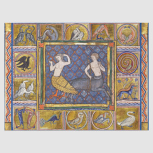 PAPEL DE SEDA BESTIÁRIO MÉDIO, HARPY E CENTAUR,ANIMAIS FLORESTAI