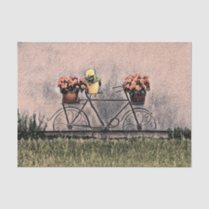 Papel De Seda Bicicleta Arte Desenho Floral Vitoriano Vintage