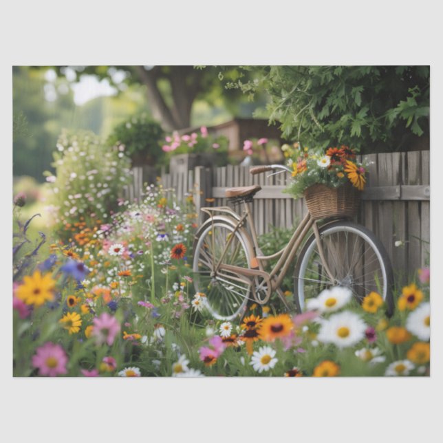 Papel De Seda Bicicleta em Flor (Frente )