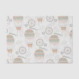 Papel De Seda Bicicleta Vintage e Padrão de Balão de Ar Quente