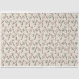 Papel De Seda Bicicletas Retro De Pastel Com Flores