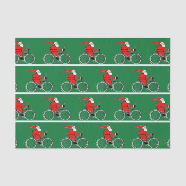 Papel De Seda Bicycling Cyclist Christmas Tissue Paper (Frente )