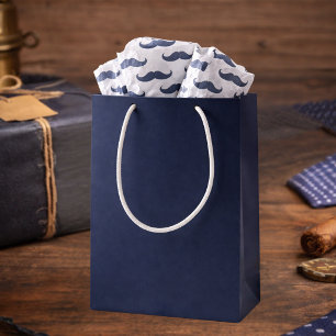 Papel De Seda Bigode Azul Marinho Padrão Dia dos Pais