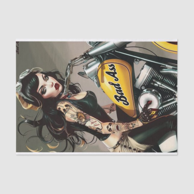 Papel De Seda Biker Babe2 com defeito na edição óssea (Frente )