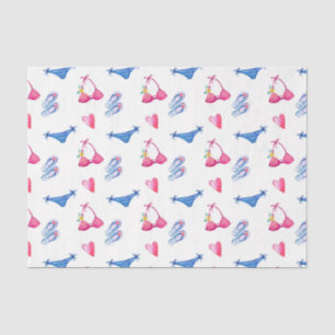 Papel De Seda Bikini e Chinelos cor-de-rosa (Design série 72 ro