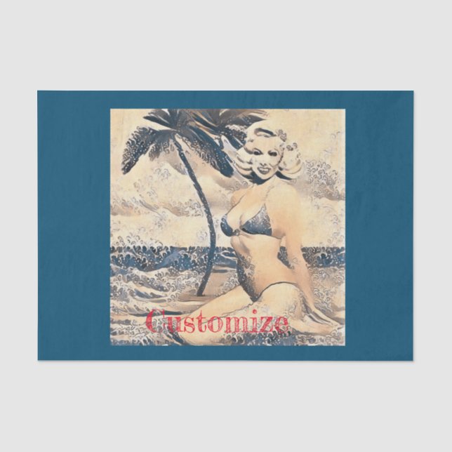 Papel De Seda Bikini - Modelo Thunder_Cove da Loira de Kneeling (Frente )