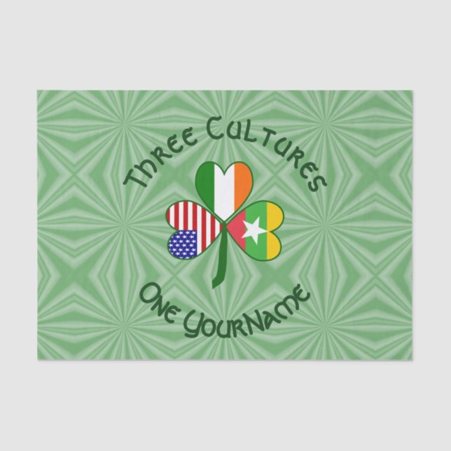 Papel De Seda Birmânia Myanmar irlandesa EUA Shamrock Flag Perso (Frente )