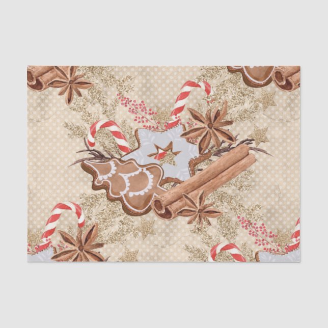 Papel De Seda Biscoitos de Gengibre com Aquarela Natal (Frente )