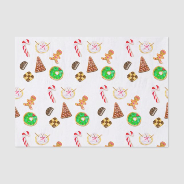Papel De Seda Biscoitos de Natal em Aquarela (Frente )