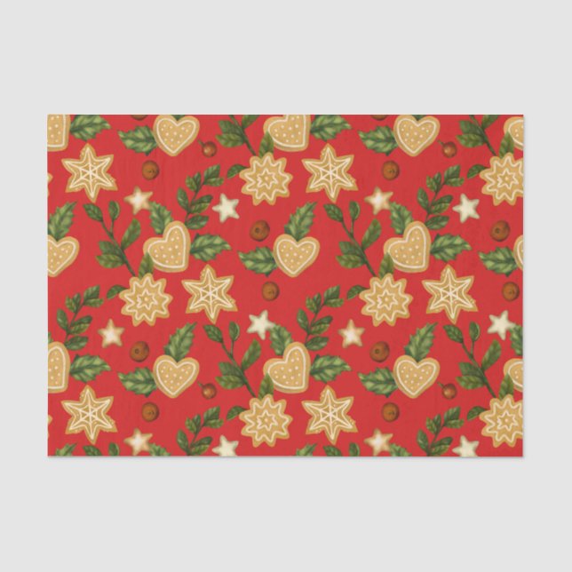 Papel De Seda Biscoitos de Pão de Natal e Berries Vermelho (Frente )