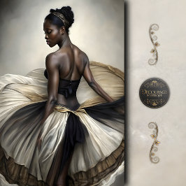 Papel De Seda Black and Gold Ballerina in Flowing Tulle Decoupag