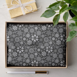 Papel De Seda Black And Gray Retro Floral Art Seamless Pattern