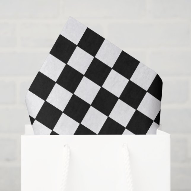Papel De Seda Black and White Checkered | Race Car Theme (Sacola de presentes)