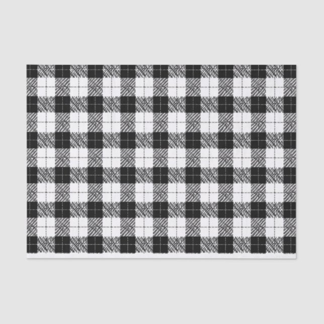 Papel De Seda Black and White Herringbone Tissue Paper (Frente )