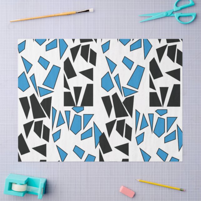 Papel De Seda Black Blue Stained Glass Pattern (Arte )