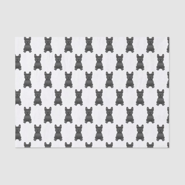 Papel De Seda Black French Bulldog / Frenchie Dog Pattern (Frente )