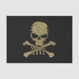 Papel De Seda Black Glam to the Bone Dourado Brilho Caveira
