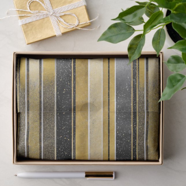 Papel De Seda Black Gold Christmas Pattern#27 ID1009 (Presente)