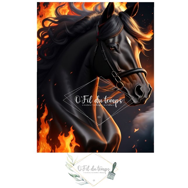 Papel De Seda Black Horse on Fire v1 decoupage (Criador carregado)