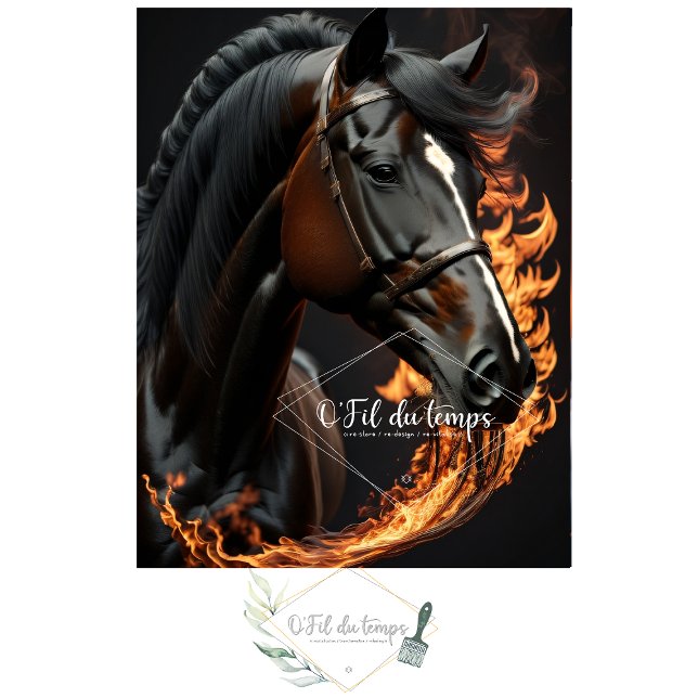 Papel De Seda Black Horse on Fire v2 decoupage (Black horse)