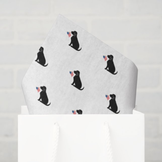 Papel De Seda Black Lab American Flag USA Preppy Pet Love (Sacola de presentes)