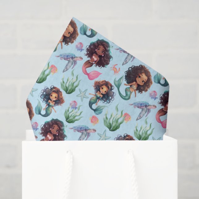 Papel De Seda Black Mermaid Tissue Paper in Blue (Sacola de presentes)