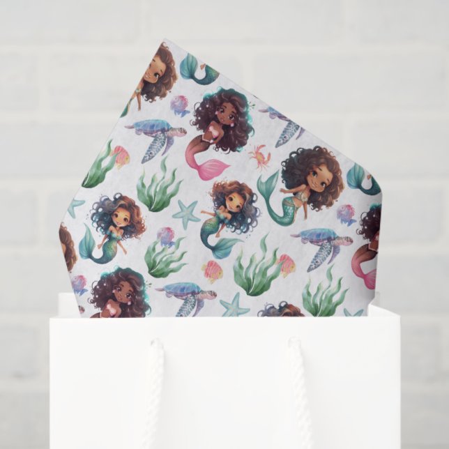 Papel De Seda Black Mermaid Tissue Paper in White (Sacola de presentes)