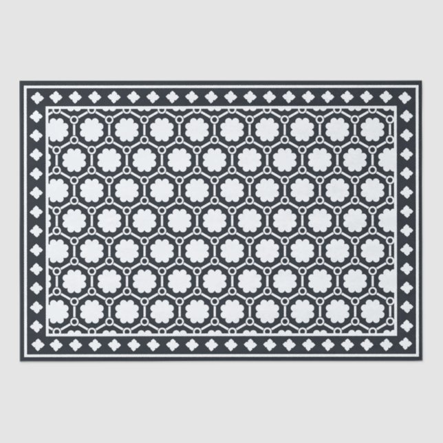 Papel De Seda Black Modern Bone Inlay Decoupage Paper (Frente )