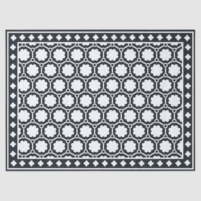 Papel De Seda Black Modern Bone Inlay Decoupage Paper (Frente )