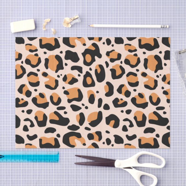 Papel De Seda Black Orange Funky Leopard Print Decoupage (Arte )