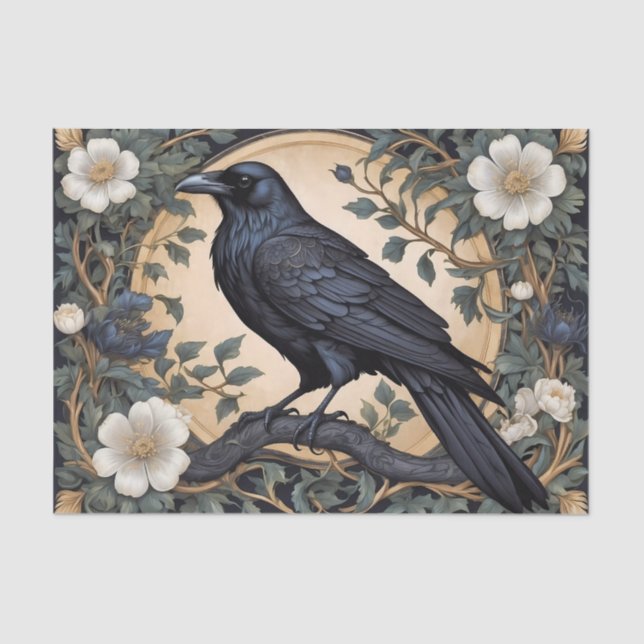 Papel De Seda Black Raven William Morris Inspirado (Frente )