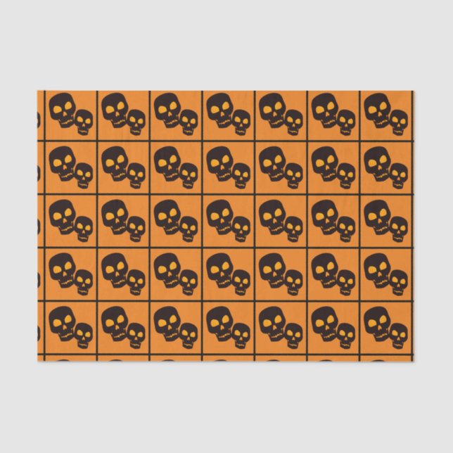 Papel De Seda Black Skulls Halloween (Frente )