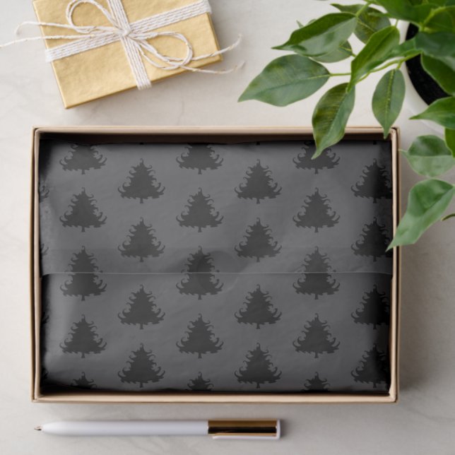 Papel De Seda Black Tree Pattern Christmas (Presente)