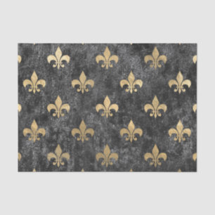 Papel De Seda Black Velvet Flor de Lis Mardi Gras Orleans