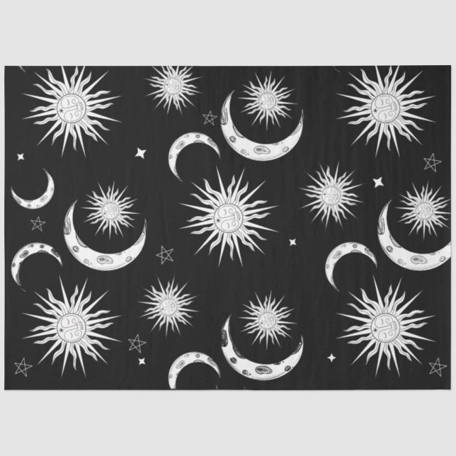 Papel De Seda Black & White Caprichoso Sol Aniversário Celestial (Frente )