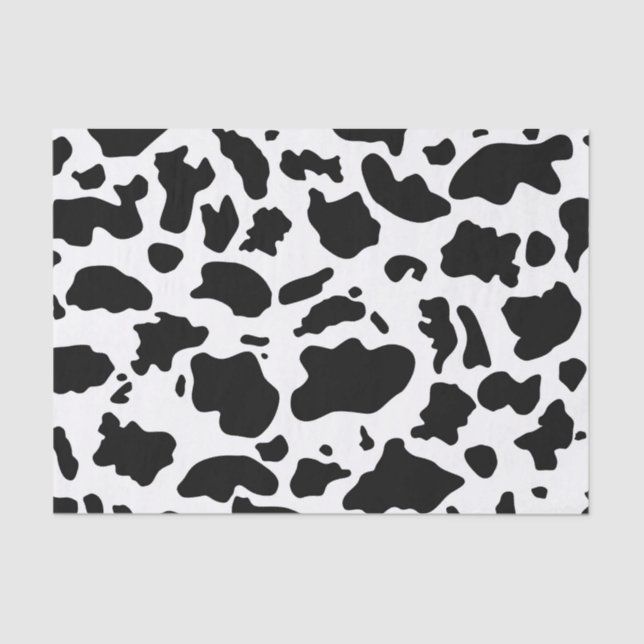 Papel De Seda Black White Cow Spots Farm Animal Decoupage (Frente )