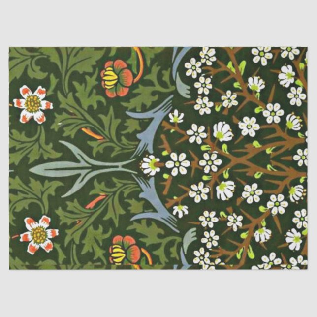 Papel De Seda Blackthorn, famoso padrão William Morris, (Frente )