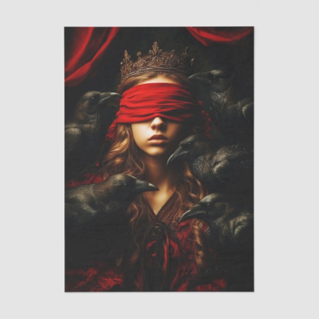 Papel De Seda Blindfolded Gothic Queen of Ravens FC5L Decoupage (Frente )
