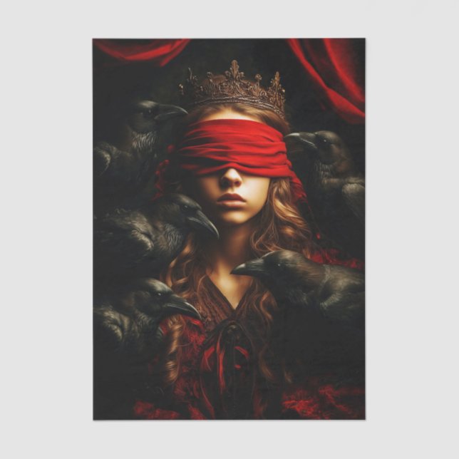 Papel De Seda Blindfolded Gothic Queen of Ravens FC5R Decoupage (Frente )