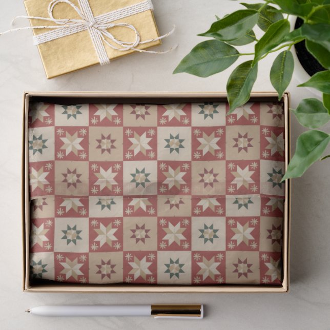 Papel De Seda Blocos de Colchas Estrela de Natal Country (Presente)