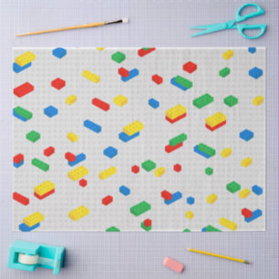 Papel De Seda Blocos de Construção Coloridos e Fofos Padrão Infa