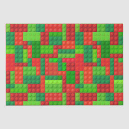 Papel De Seda Blocos de Tijolos Vermelhos e Verdes | Natal