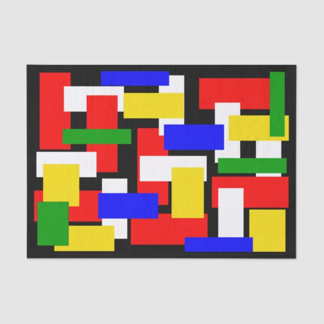 Papel De Seda Blocos vermelhos, amarelos, pretos, azuis e verdes (Frente )