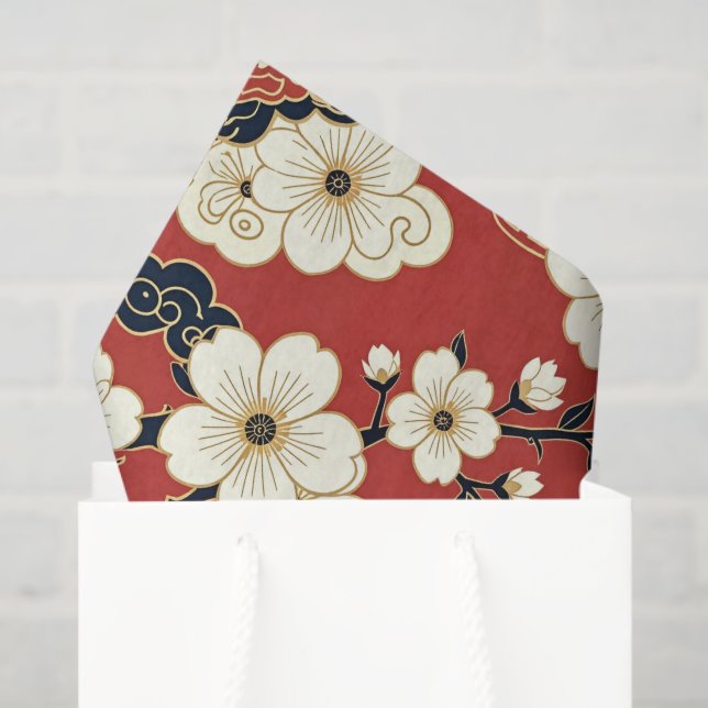 Papel De Seda Blossom Nouveau | Elegant Floral Design (Sacola de presentes)