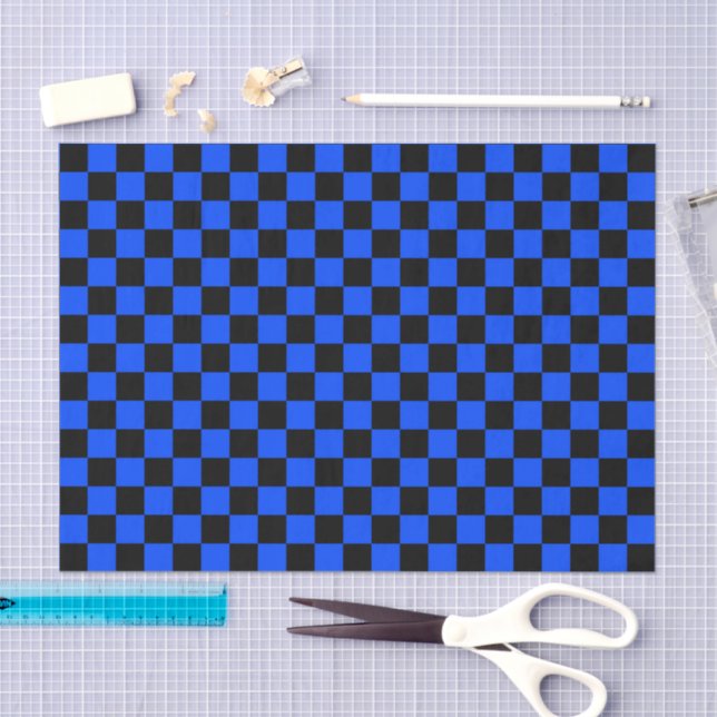 Papel De Seda Blue and black checkerboard pattern (Arte )