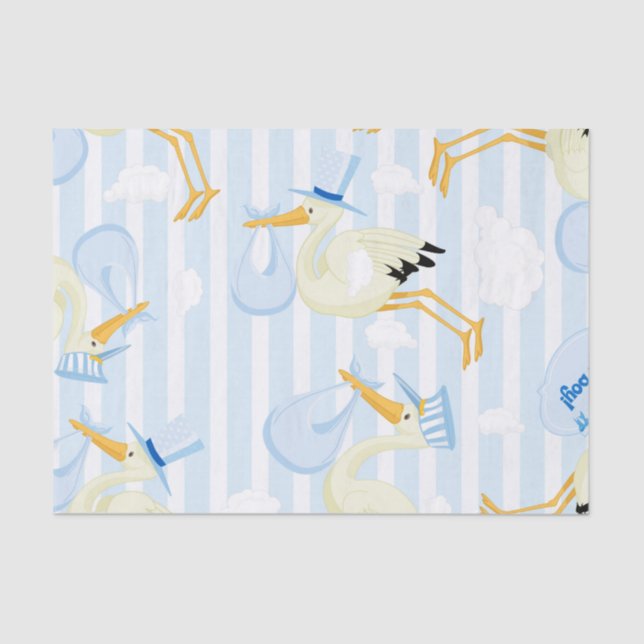 Papel De Seda Blue Baby Boy Stork (Frente )