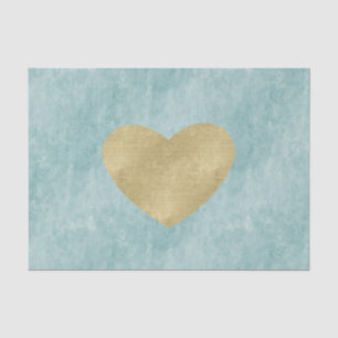 Papel De Seda Blue Bliss Dourado Heart